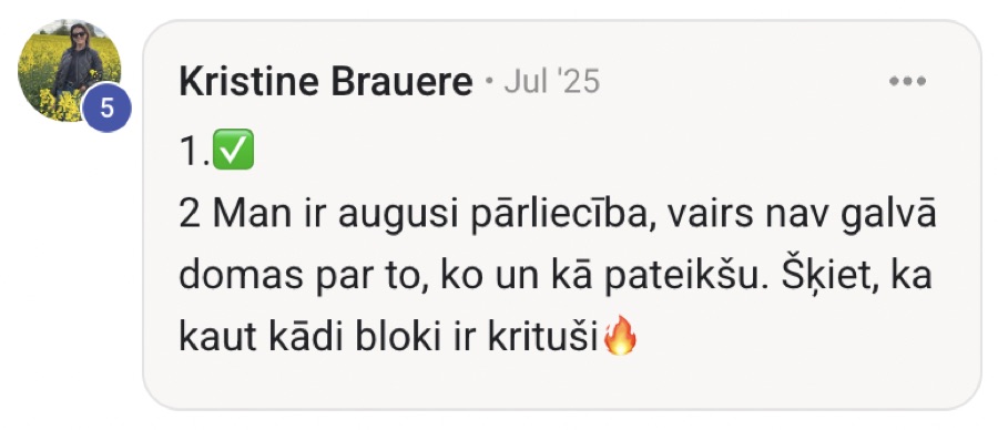 Dalībnieka atsauksme par balss programmu