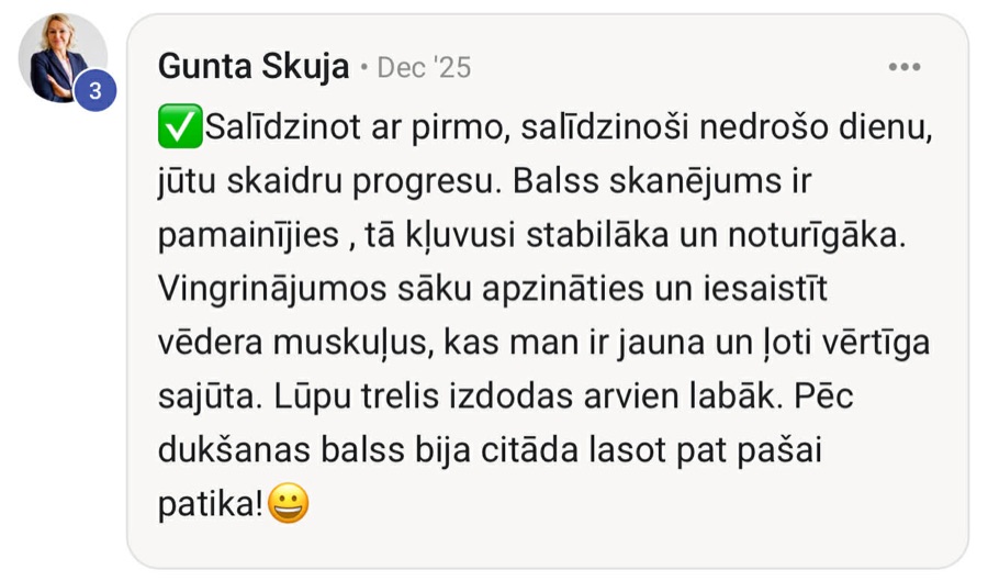 Dalībnieka atsauksme par balss programmu