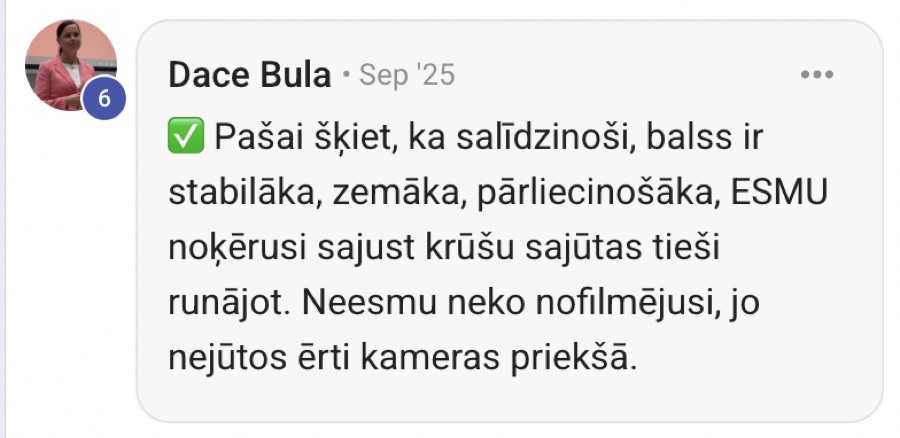 Dalībnieka atsauksme par balss programmu