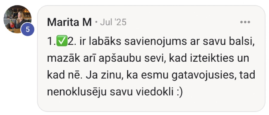 Dalībnieka atsauksme par balss programmu